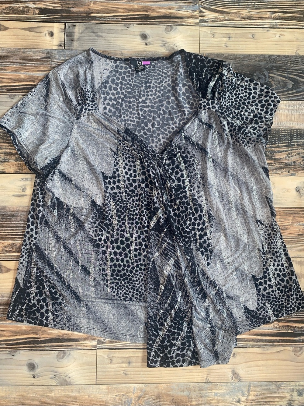 LYS Silver and Black Animal Print Blouse - Women